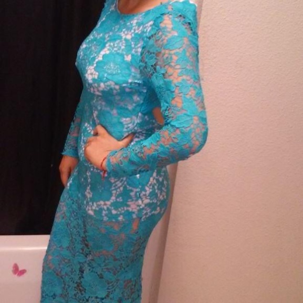 Blue dress with open back size large